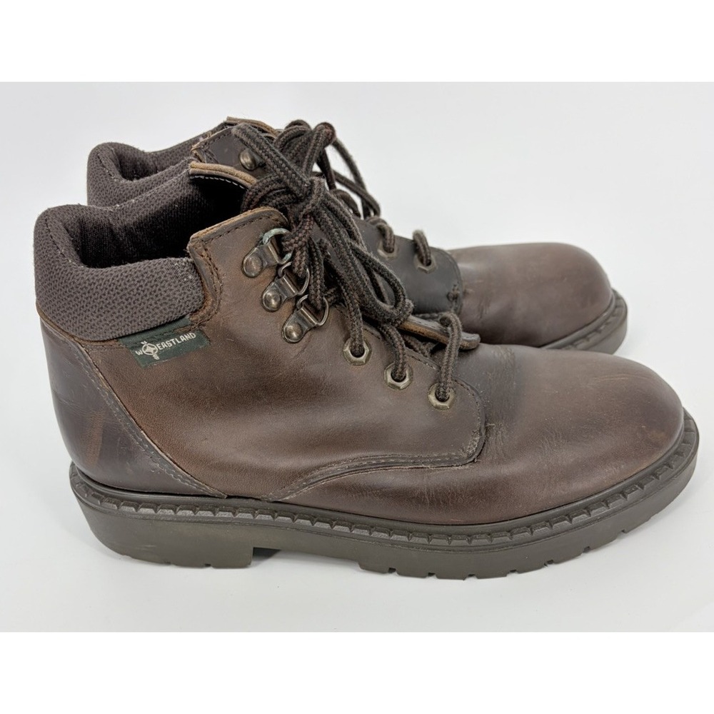 Vintage Eastland Leather Lace-up Brown Boots Size 7 D Made in Maine USA